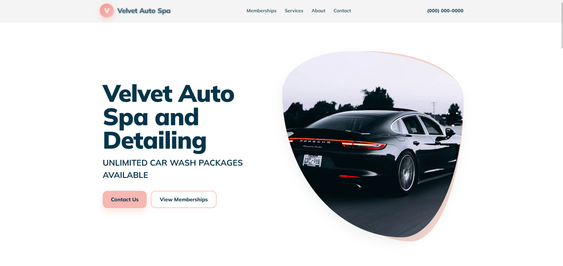 Velvet Auto Spa landing page screenshot