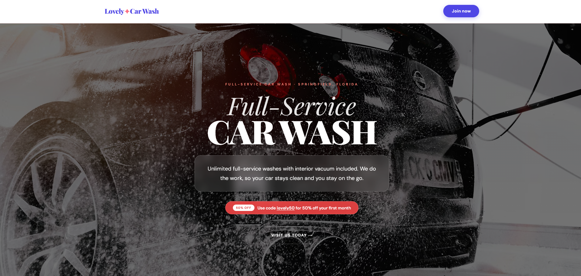 Car Wash Membership Landing Page screenshot 1